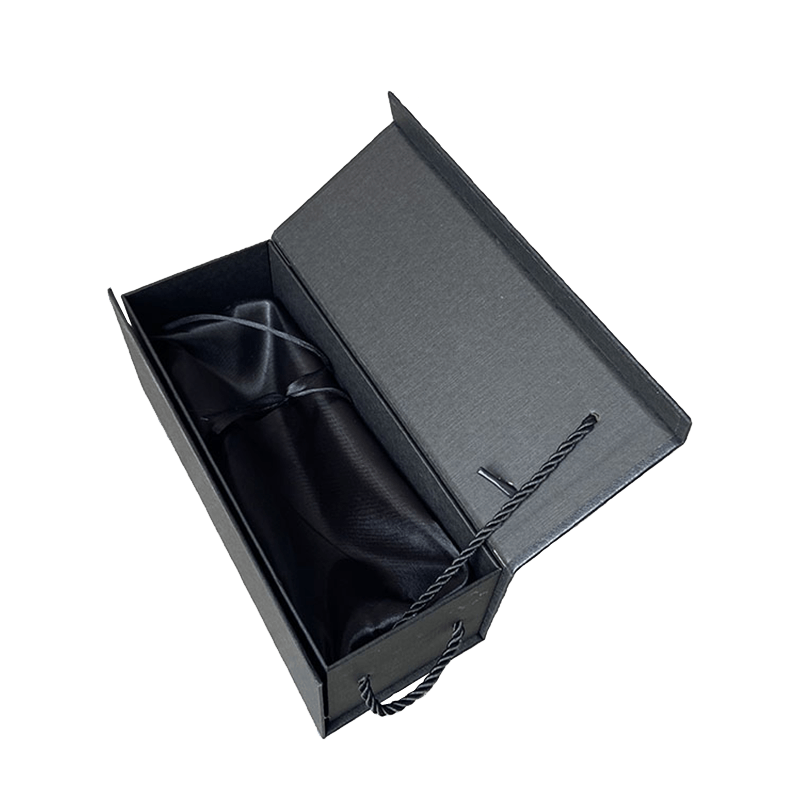 Kotak Wain Logo Tersuai Mewah Hadiah Kotak hadiah Black Cardboard kotak hadiah botol wain
